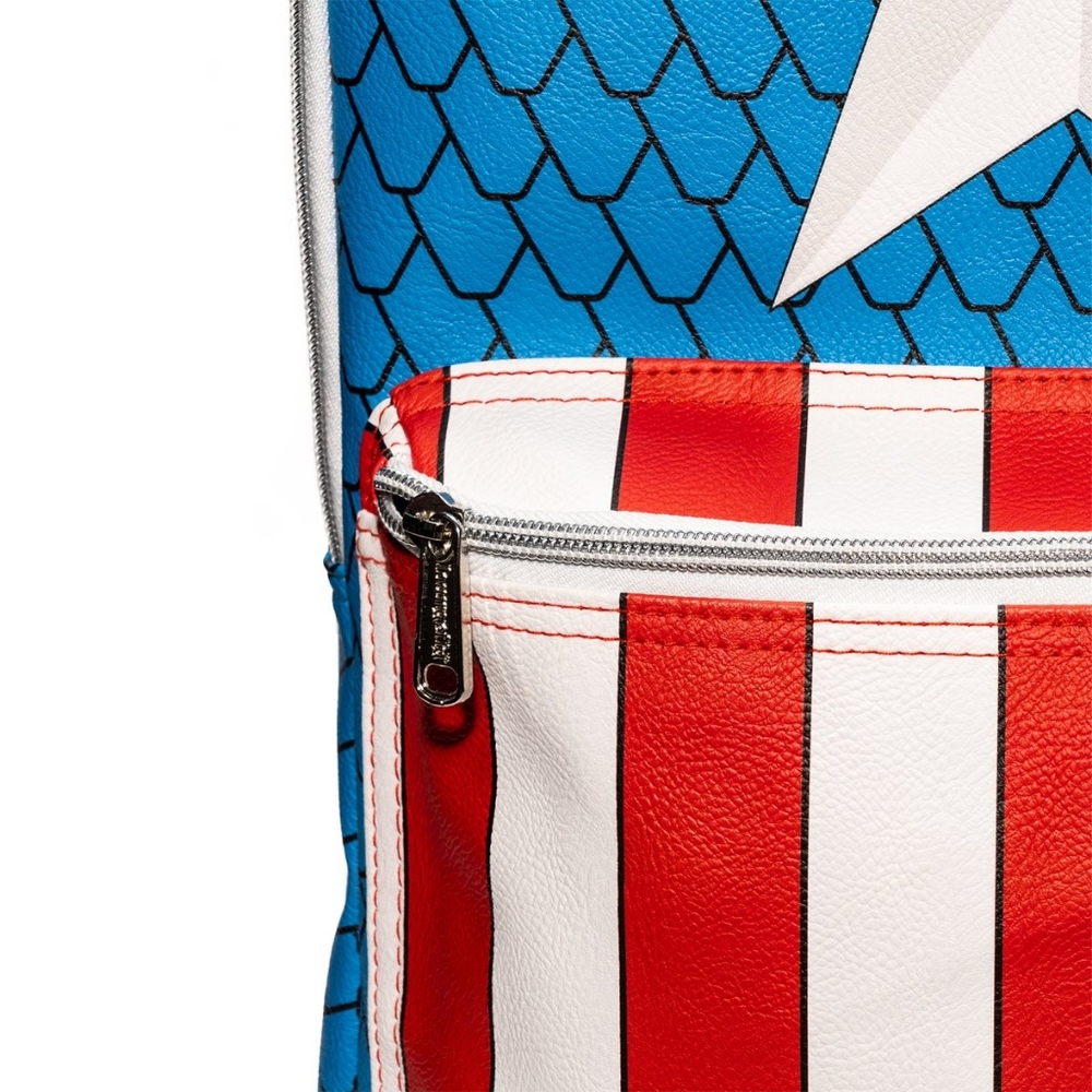 NWT: Loungefly Captain America Cosplay Backpack with Pin Set - Picture 10 of 12